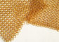2MM Dia 20mm OD Golden Color Metal Ring Mesh Fabric For Hotel Metallic Curtain
